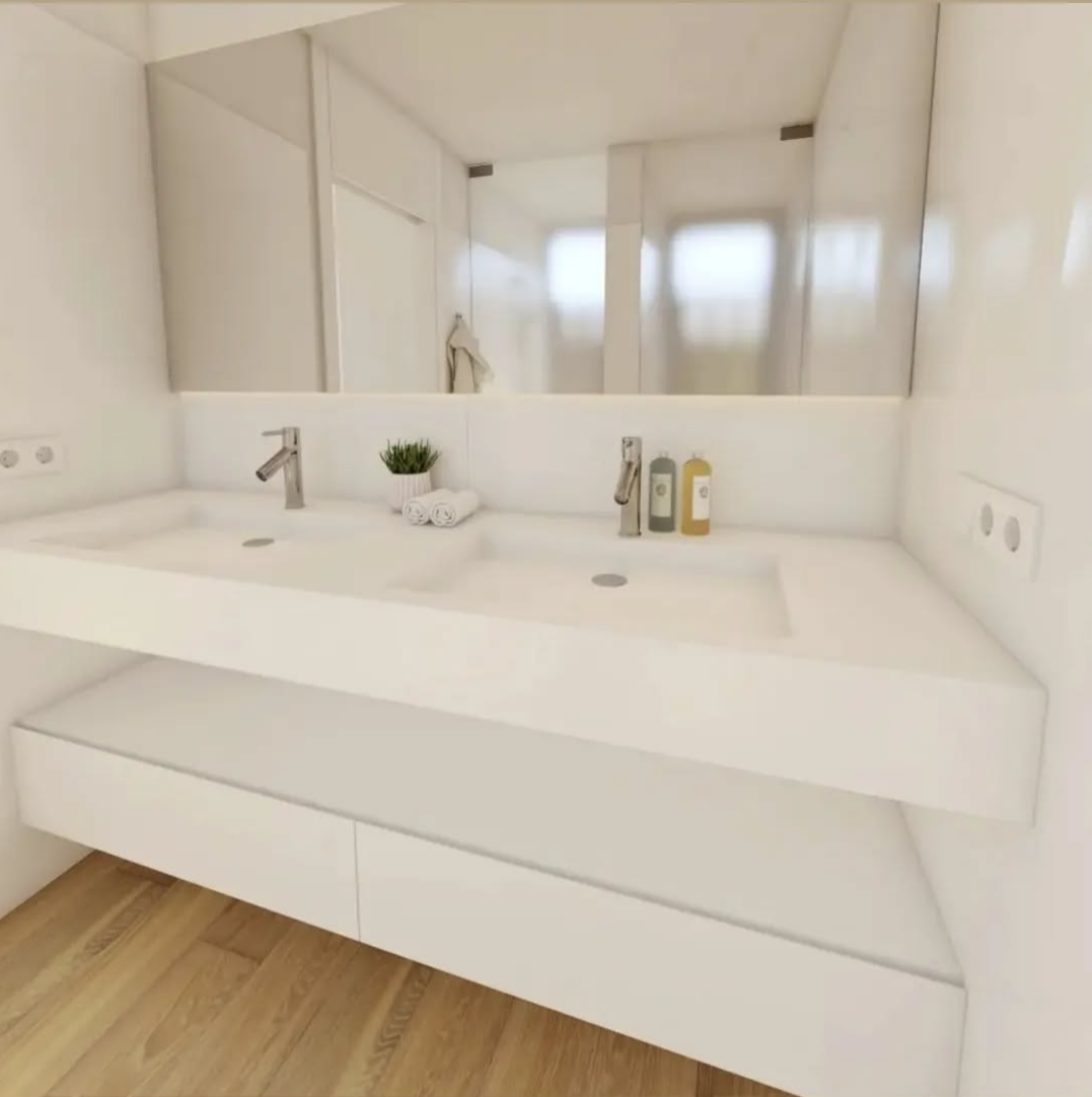 Lavabo doble en Solid Surface